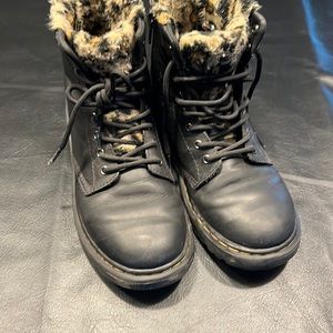 Girls black and leopard Dr Martens